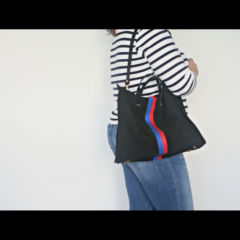 ✨Sold ✨ CLARE V. Simple Stripe Suede Tote - Picture 14 of 16